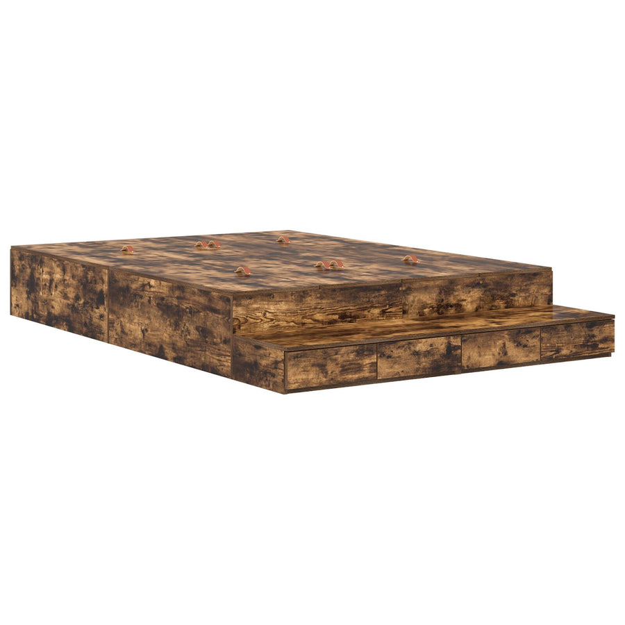 Opbergbedframe Bruin Engineered Hout 135,5 X 190 X 31,5 Cm Artisanaal Eiken