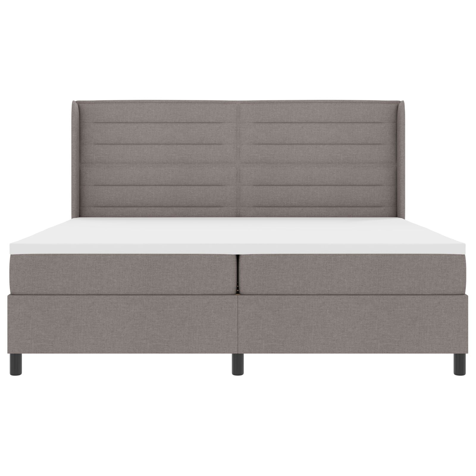 Boxspring Bed Met Matras & Led Taupe 200X200 Cm Stof Blauw