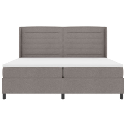 Boxspring Bed Met Matras & Led Taupe 200X200 Cm Stof Blauw