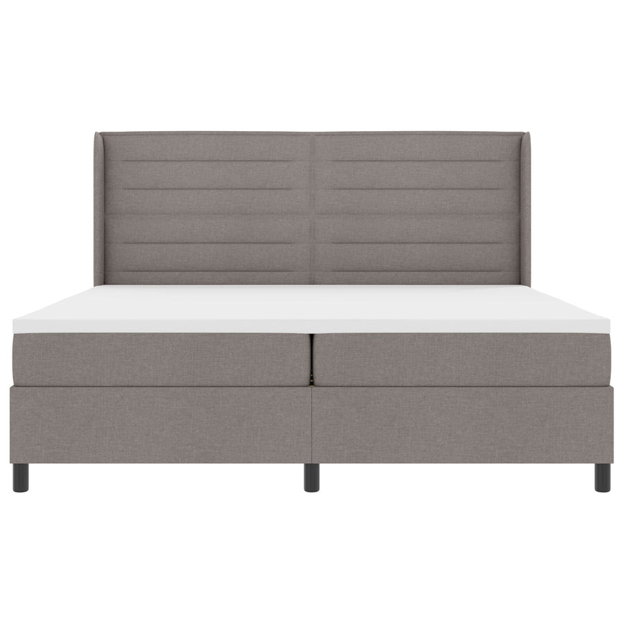 Boxspring Bed Met Matras & Led Taupe 200X200 Cm Stof Blauw