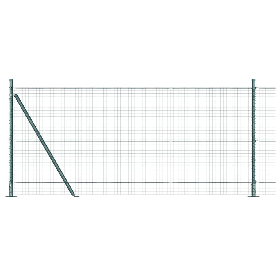 Gelast Draadhek Met 13 Aflandige Posts Groen 1X25 M Staal Gegalvaniseerd Staal