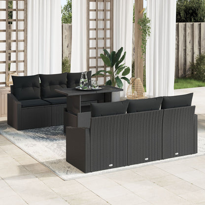 Tuin Sofa Set Set Van 7 Donkerbruin Rattan, Staal