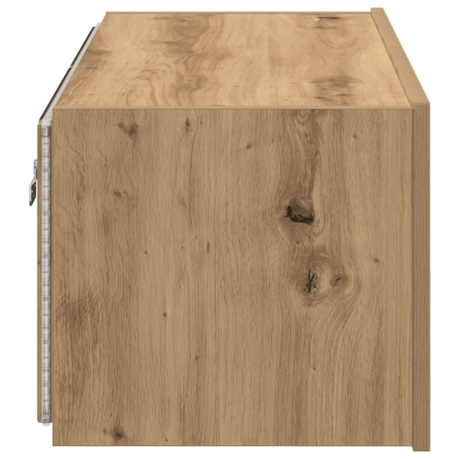 Tv Wandkast Met Led-Verlichting Artisan Eiken 80X35X31 Cm