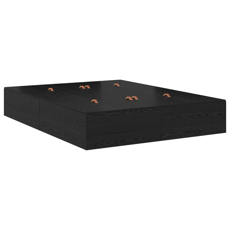 Bed Met Opslag Houtcomposiet Volledig/Tweepersoons Zwart Eiken 135 x 190 cm
