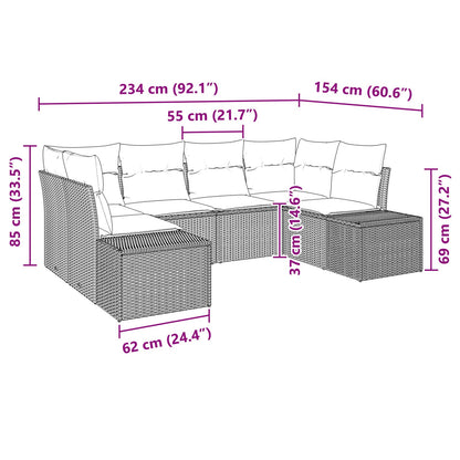 6-Delige Tuin Sofa Set Met Kussens Zwart Poly Rattan