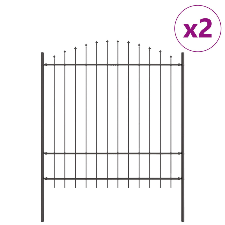 Tuinafscheiding Met Hoofdtop 3,4X1,75 M Staal Grijs 3,4 m 150-175 cm
