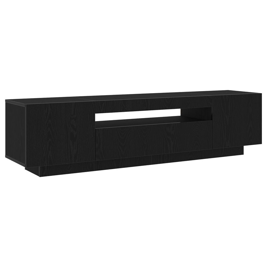 Tv-Meubel Met Led-Verlichting Zwart Eiken 160X35X40 Cm Samengesteld Hout