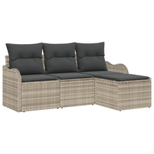 4-delige Tuin Sofa Set met Kussens Licht Grijs Poly Rattan, vidaXL 2-Zits Tuin Sofa met Kussens Licht Grijs Poly Rattan