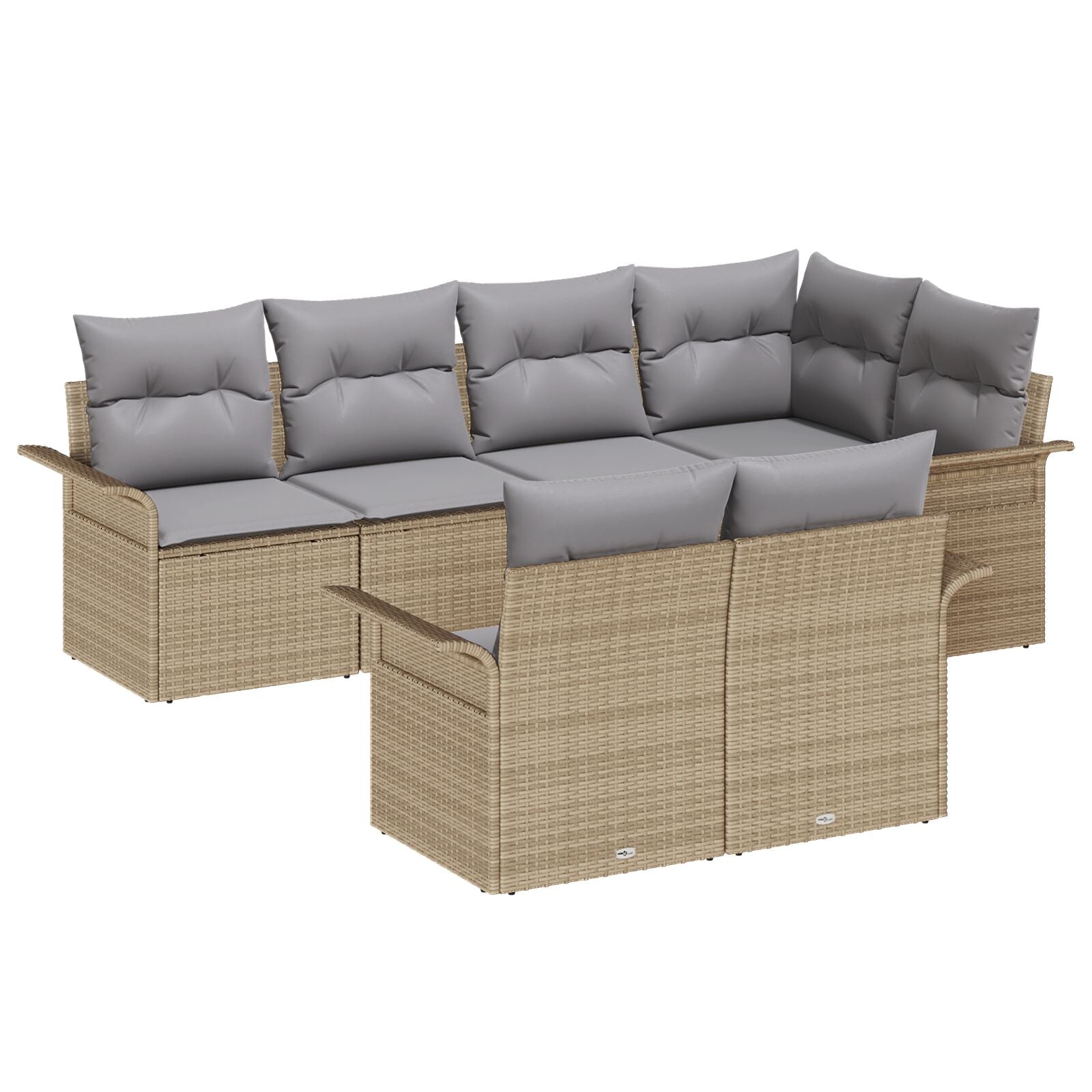 7 Delige Tuin Sofa Set Met Kussens Beige Poly Rattan