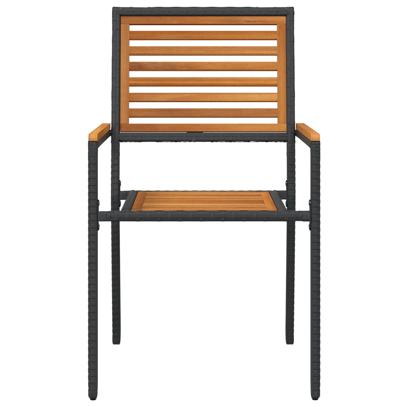 Stapelbare Tuinstoelen Met Kussens 2 Stuks Poly Rattan Zwart Hout