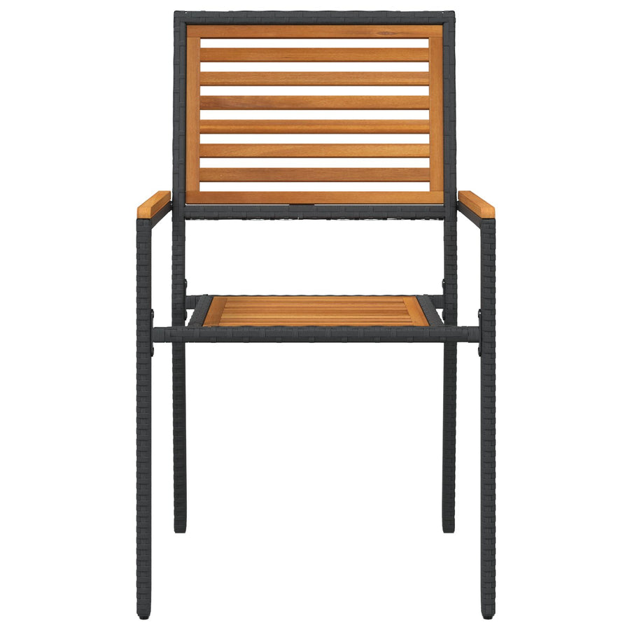 Stapelbare Tuinstoelen Met Kussens 2 Stuks Poly Rattan Zwart Hout