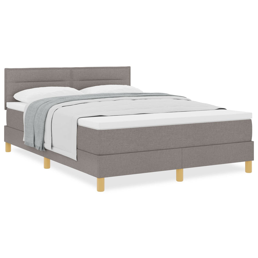 Boxspringbed Met Matras Stof Taupe 140 x 200 cm Lijnen ontwerp