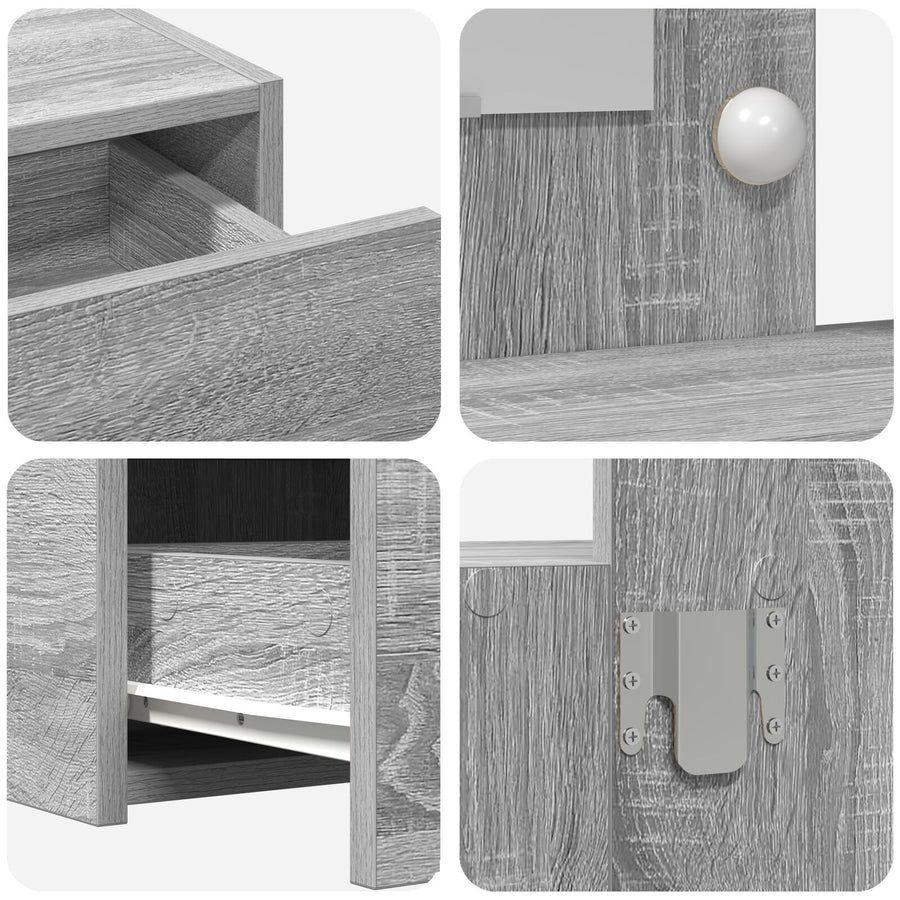 Wandkaptafel -Lampen 83 x 40 x 70 cm Grijze sonoma met LED