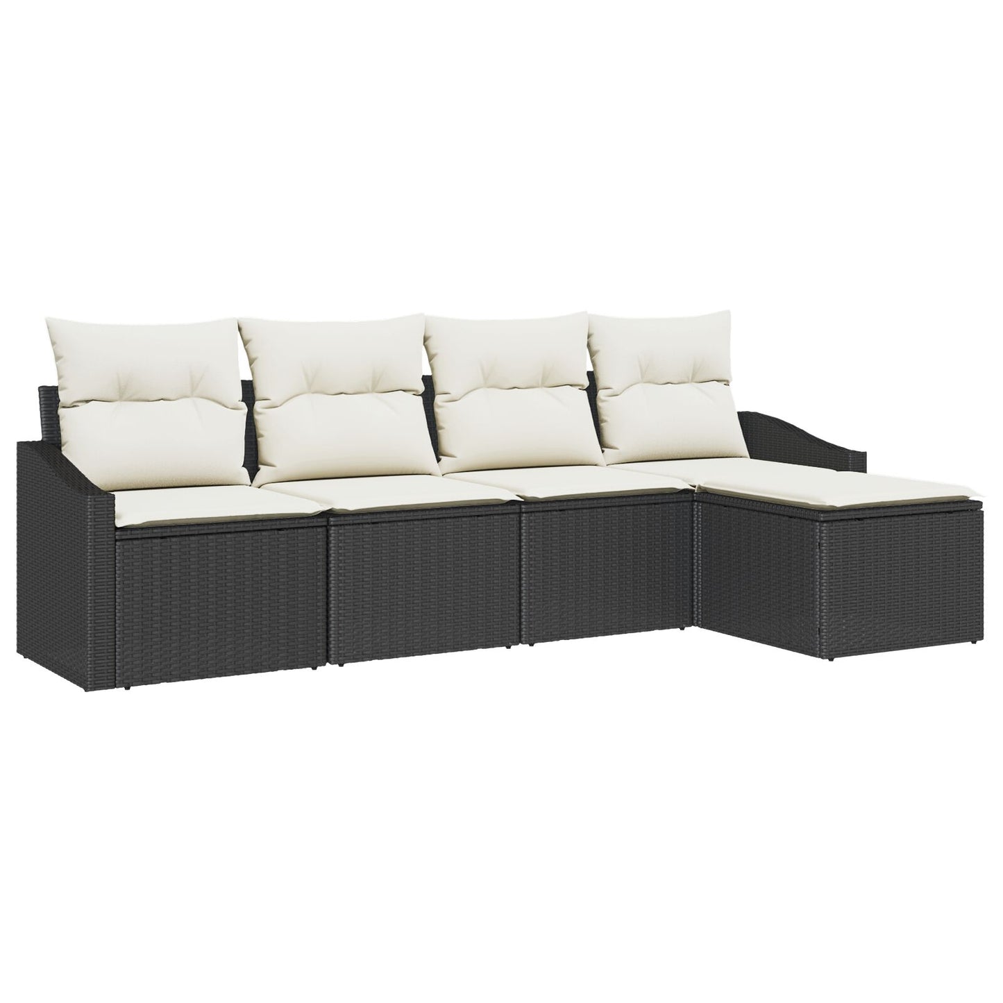 Tuin Sofa Set Set Van 6 Zwart Rattan Buitensofa Rechthoekig Gegalvaniseerd Staal