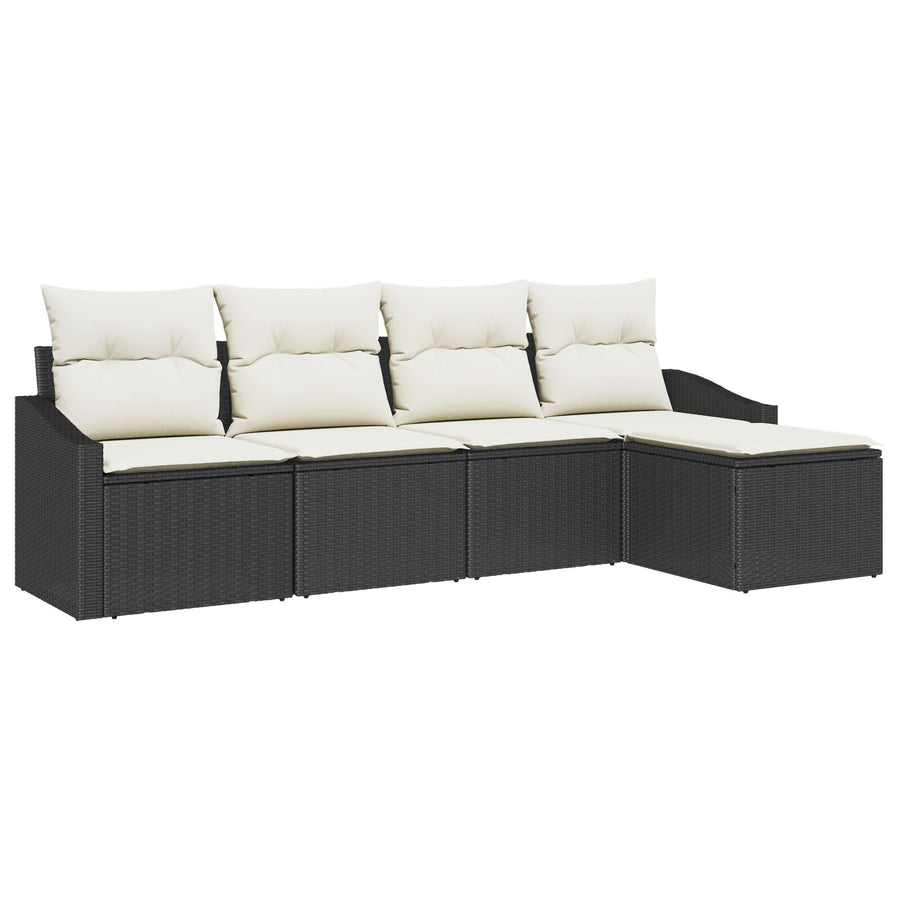 Tuin Sofa Set Set Van 6 Zwart Rattan Buitensofa Rechthoekig Gegalvaniseerd Staal