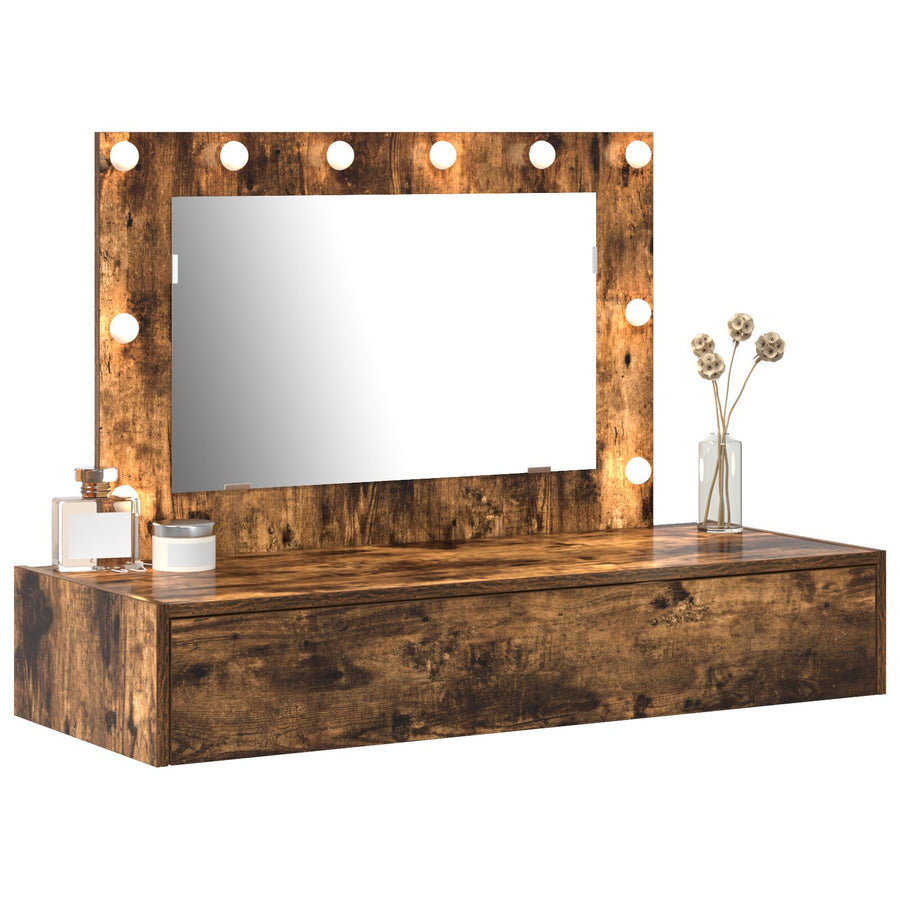 Wandmontage Kaptafel Verlichting In 100 x 40 x 70 cm Gerookte Eiken met LED