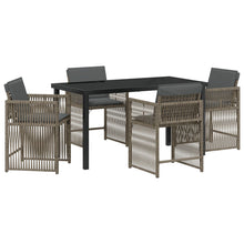 5-Persoons Tuin Eetset Met Kussens Grijs Poly Rattan