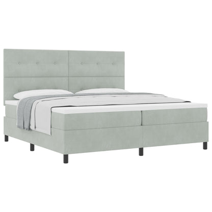 Boxspringbed Met Matras Lichtgrijs 200X200 Cm Velvet Blauw