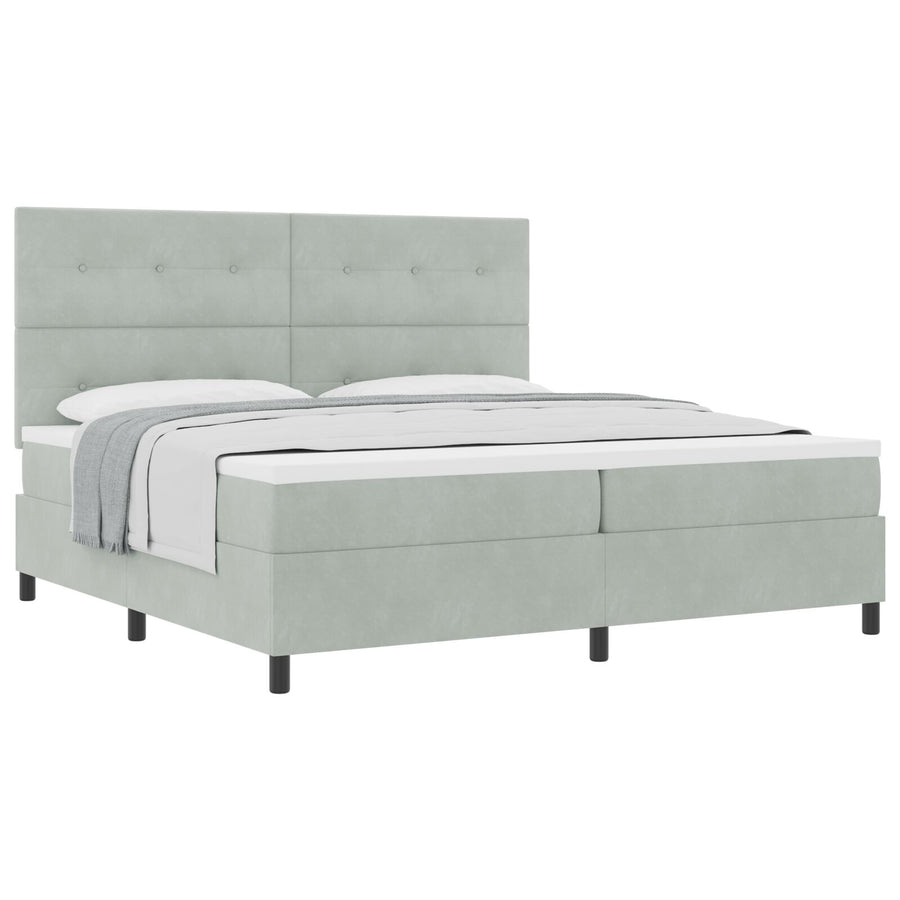 Boxspringbed Met Matras Lichtgrijs 200X200 Cm Velvet Blauw