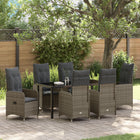 Tuin eettafelset 7-delig poly rattan grijs