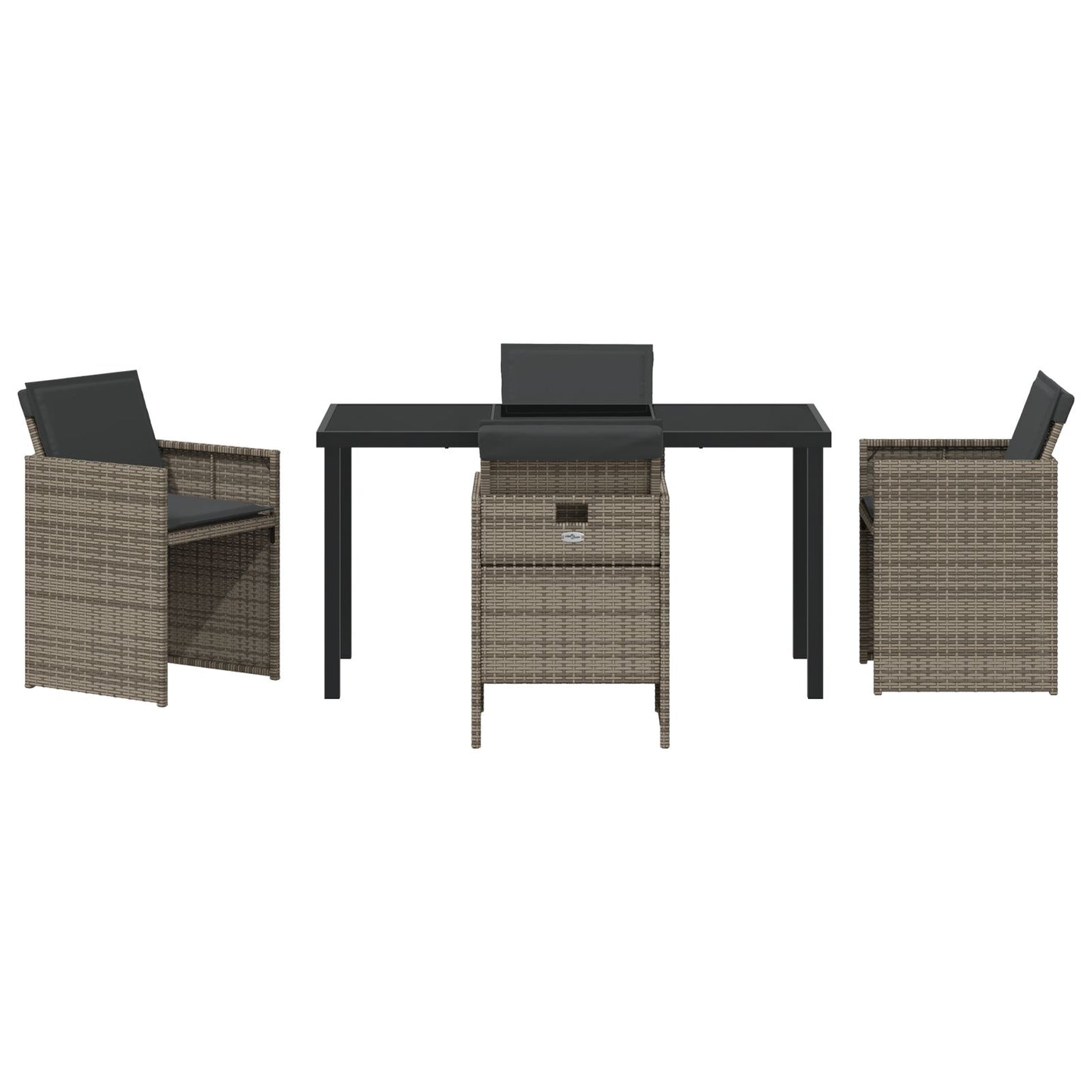 5-Delige Tuinset Met Kussens Grijze Poly Rattan