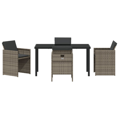 5-Delige Tuinset Met Kussens Grijze Poly Rattan