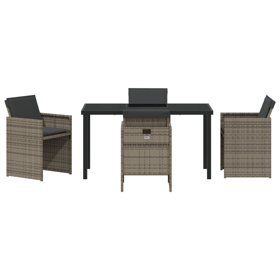 5-Delige Tuinset Met Kussens Grijze Poly Rattan