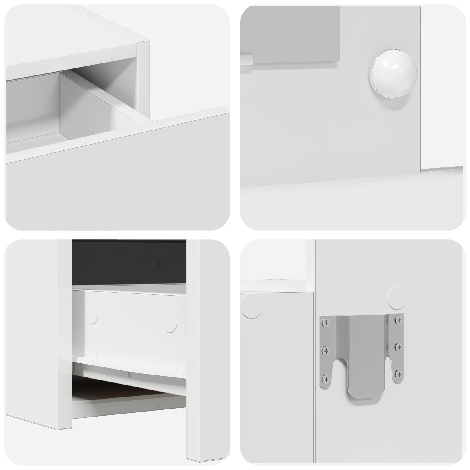 Wandhangende Kaptafel Lichten 100 x 40 x 70 cm Wit met LED
