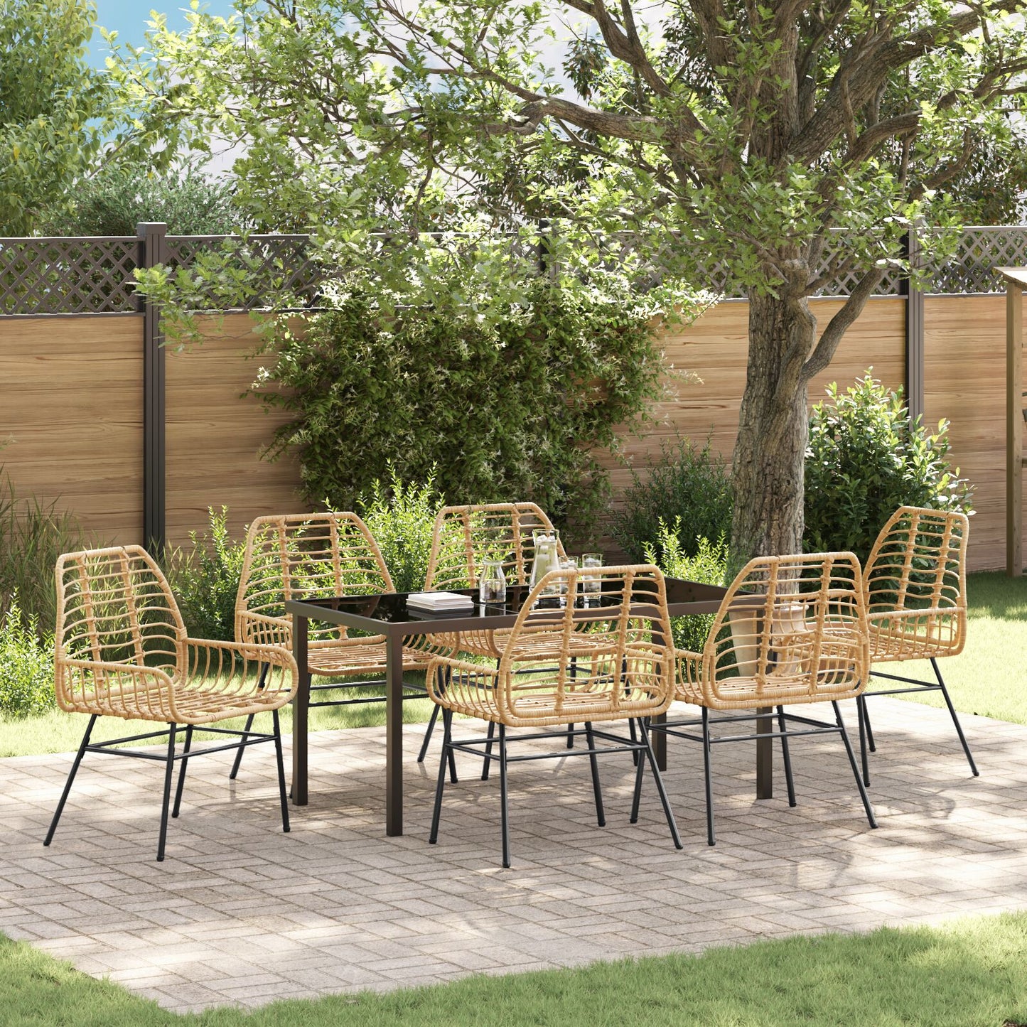 7-Delige Tuinset Bruin Poly Rattan