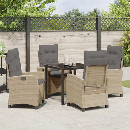 5 Delige Tuin Eettafel Set Met Kussens Beige Poly Rattan
