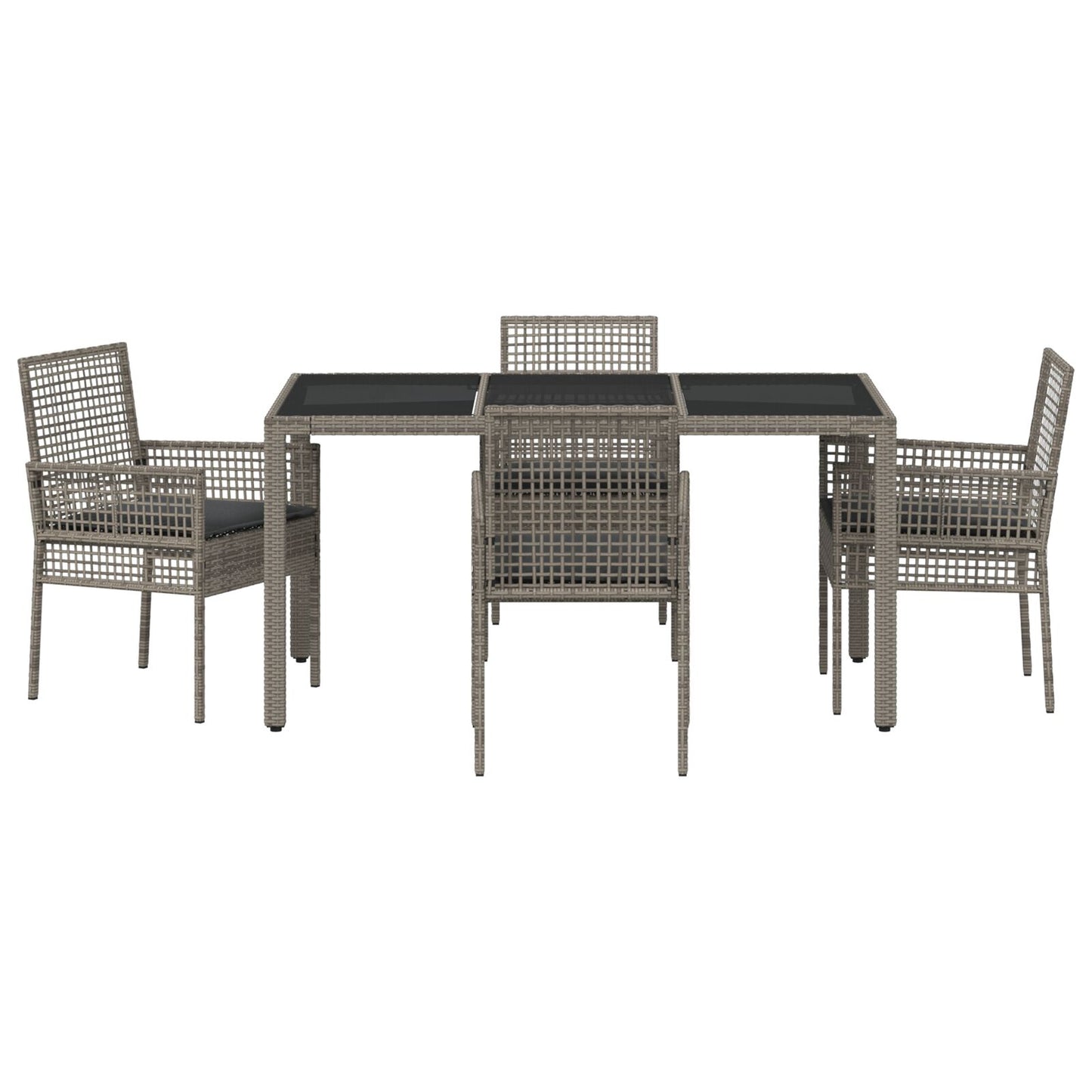 5-Delige Tuin Eetset Met Kussens Grijs Poly Rattan