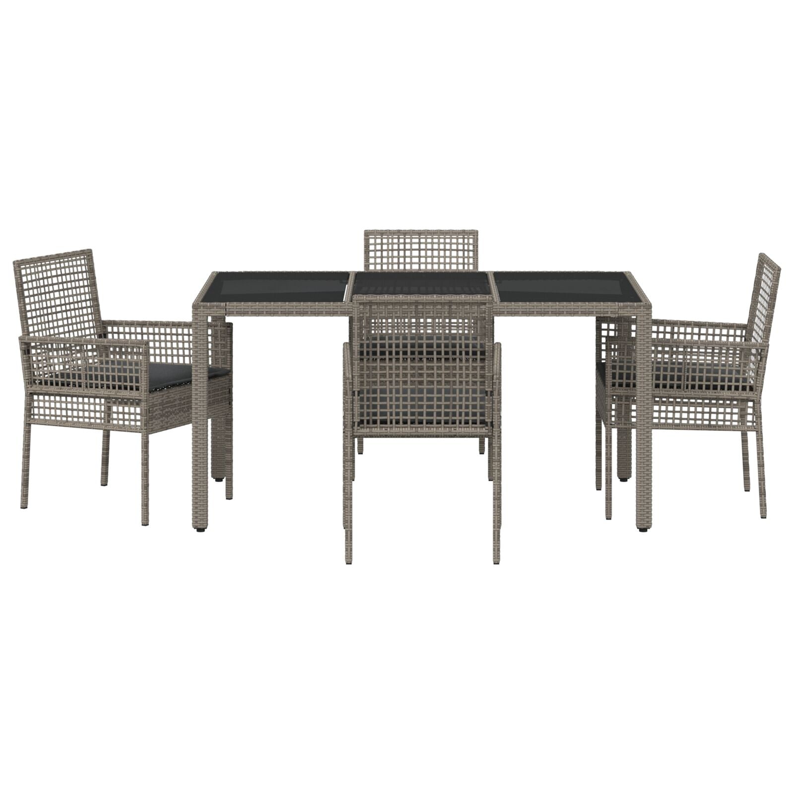 5-Delige Tuin Eetset Met Kussens Grijs Poly Rattan