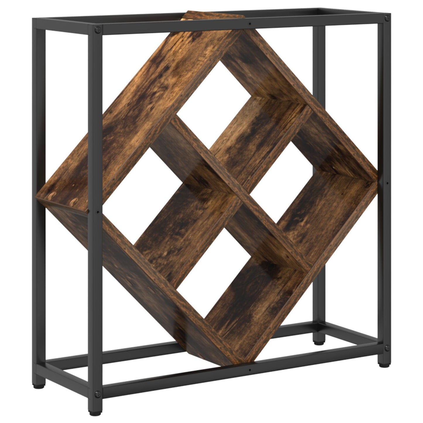Wijnrekken Metalen Frame En Houten Planken Gerookt eiken