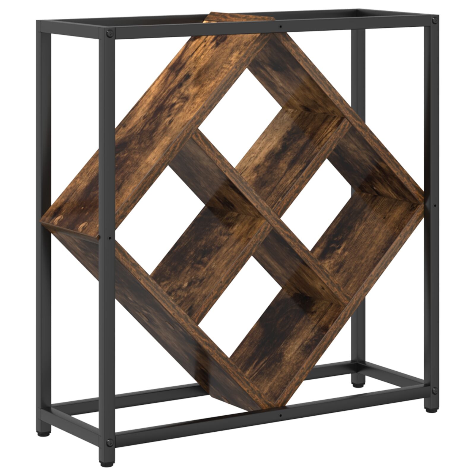 Wijnrekken Metalen Frame En Houten Planken Gerookt eiken