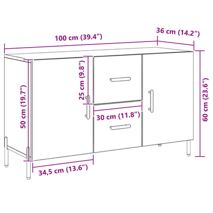 Dressoir Zwart Eiken 100X36X60 Cm Geengineerd Hout