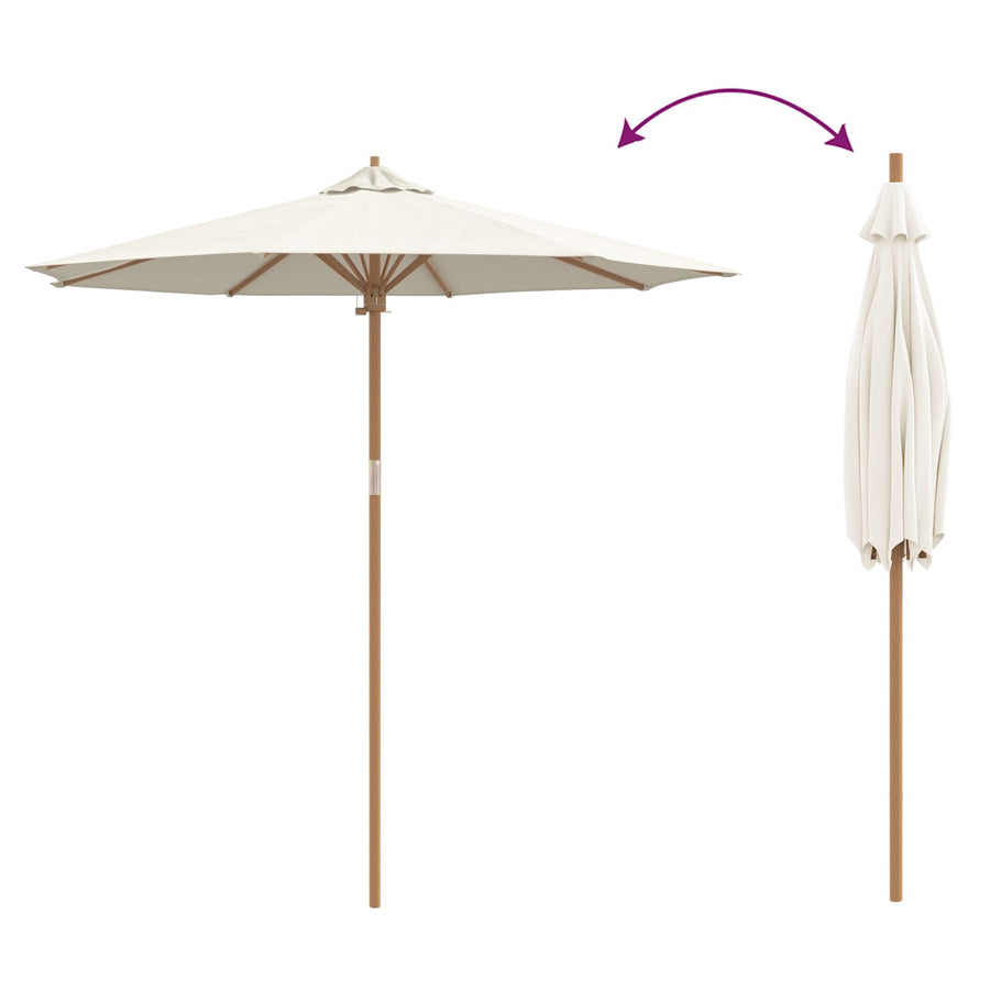 Tuinparasol 240X260 Cm Bamboe 240 x 240 x 260 cm Crème wit