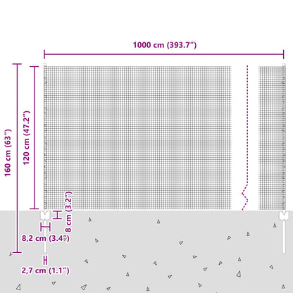 Gelast Draadhek Met 10 U Palen Grijs 1.2X10 M Staal