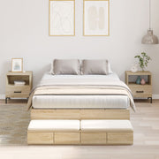 Storage Bed Frame with Drawer Sonoma Oak 120 cm Engineered Wood