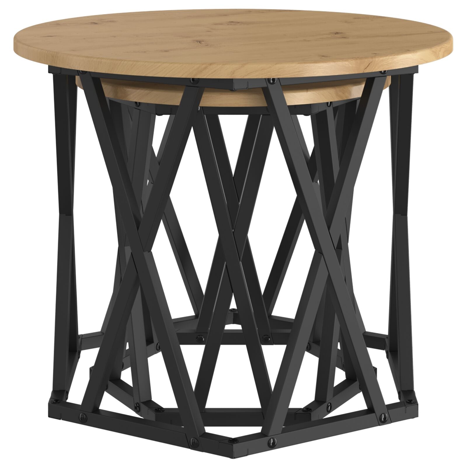 Nesting Bijzettafels 2 Stuks Artisan Eiken Houten Ambachtelijk eiken