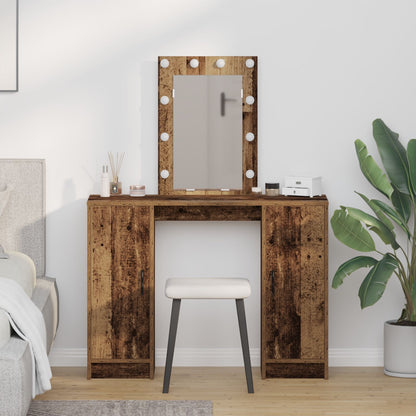 Kaptafel Met Led-Verlichting 102X33X135 Cm Oud hout