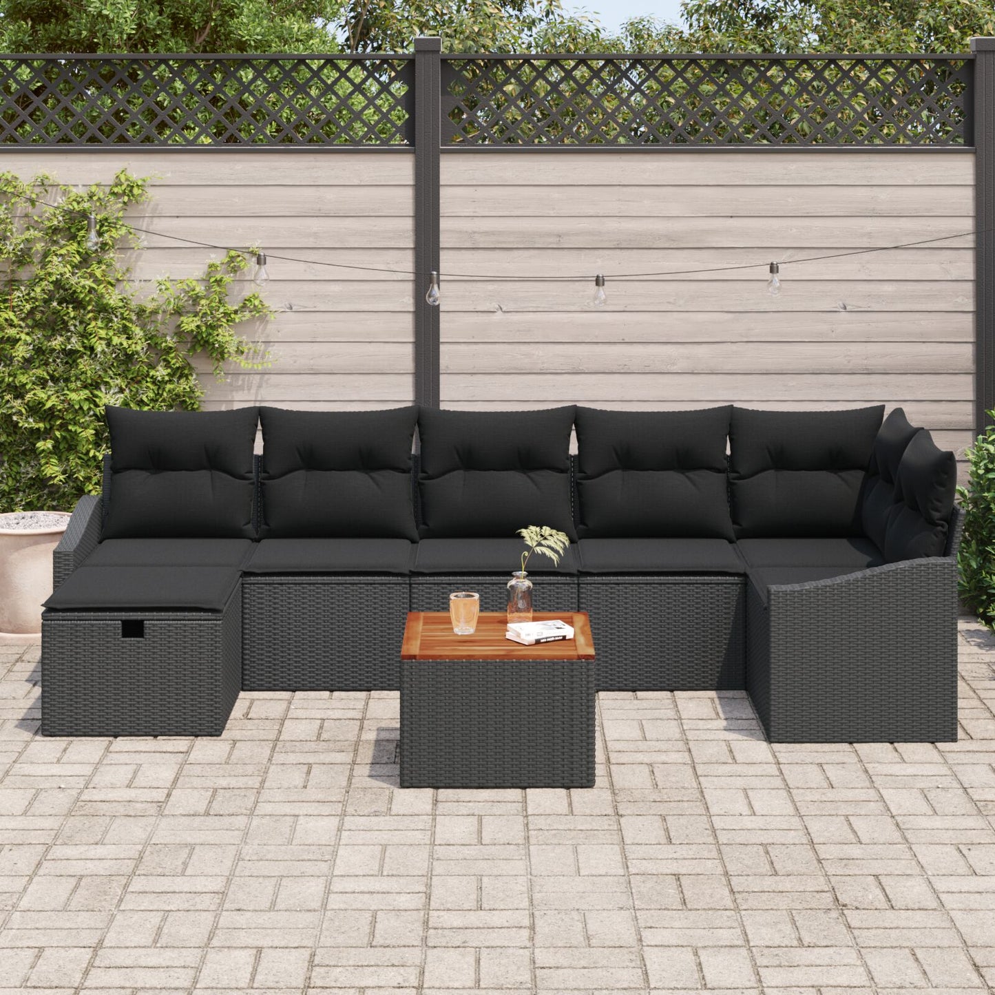 8-Delige Tuin Sofa Set Met Kussens Zwart Poly Rattan Wit