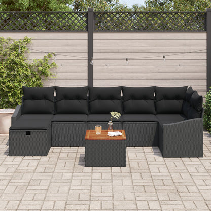 8-Delige Tuin Sofa Set Met Kussens Zwart Poly Rattan Wit