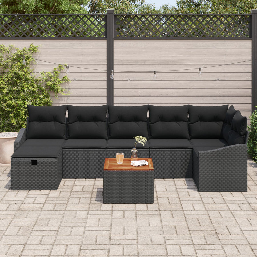 8-Delige Tuin Sofa Set Met Kussens Zwart Poly Rattan Wit