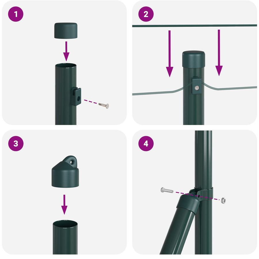 Gelaste Gaashek Met 13 Palen Groen 0.4X100 M Staal Gegalvaniseerd Staal