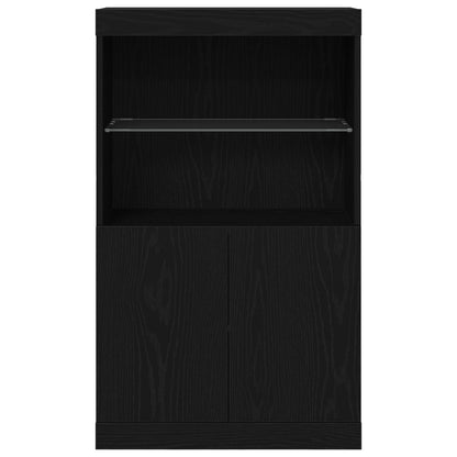 Dressoir Met Led Verlichting Zwart Eik 60X37X100 Cm Zwart eiken