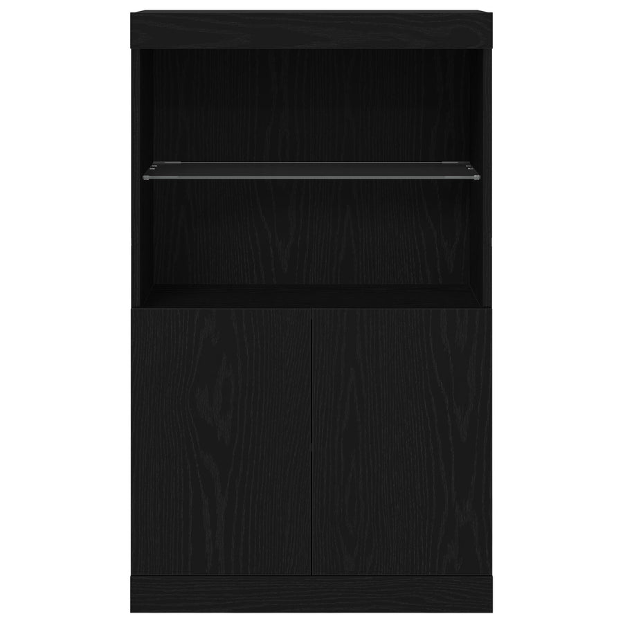 Dressoir Met Led Verlichting Zwart Eik 60X37X100 Cm Zwart eiken