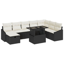 9-Delige Tuin Sofa Set Met Kussens Zwart Poly Riet Wit