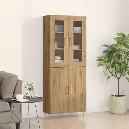 Hoogkast Ambachtelijk Eiken 69,5X34X180 Cm Bewerkt Hout