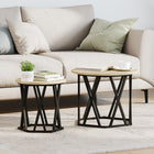 Bijzettafel set 2 stuks eiken 60 cm