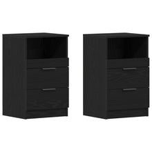 Nachtkastjes 2 Stuks Zwart Eiken 40X35X65 Cm Bewerkt Hout